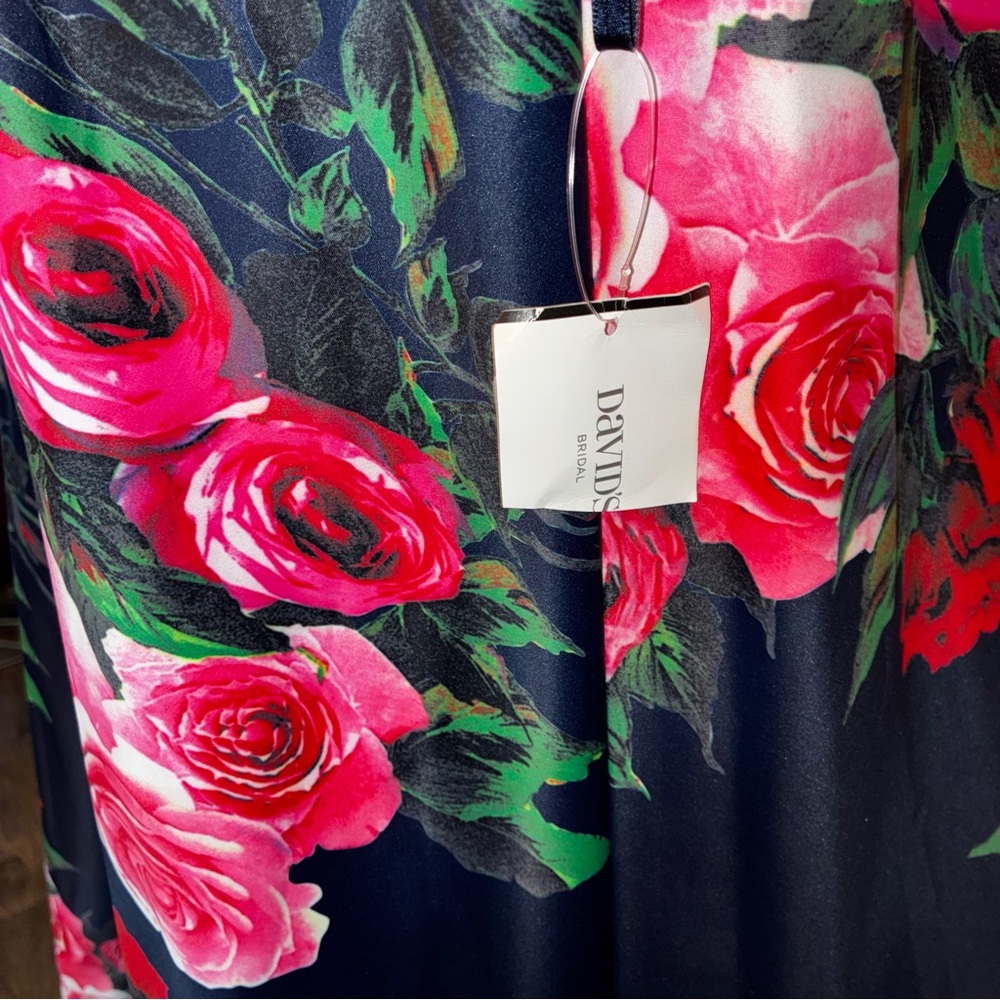 🔥🔥 David's Bridal Navy Floral Dress with Petricoat - Picture 14 of 16